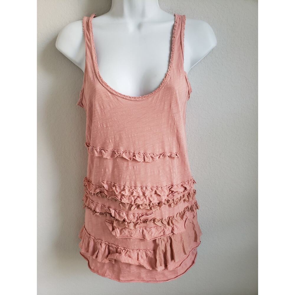 EUC J. Crew Light Pink Tank Top with Frills/Ruffles Size‎ XS 100% Cotton